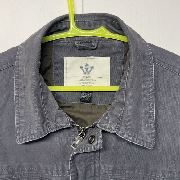 Wenven Military Style Button Snaps Full Zip Canvas Jacket Lined Gray Men XL GUC - Picture 3 of 12